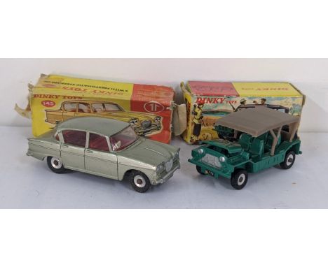 Dinky toys 342 a Mini Moke with a detachable hood, and opening bonnet along with Dinky toys 145 a Singer Vogue with presto st