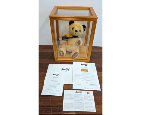 A Steiff Danbury Mint Sooty Teddy Bear with his magic wand certificate number 468 from The Sooty Show with the years 1952 – 2