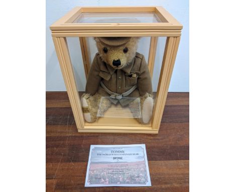 A Merrythought – “Tommy” The World War One Centenary Bear by Danbury Mint, no 197 / 1914, with the certificate in a Perspex d