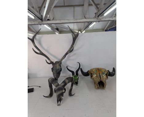 A group of taxidermy wall hanging Gothic skulls Location:If there is no condition report shown, please request