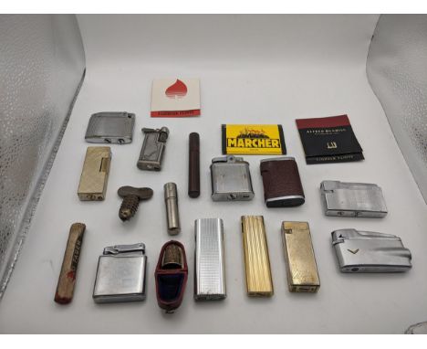 A collection of a vintage cigarette lighters to include Ronson Varaflame, a Colibri Monogas,  a Ross starlight jet and others