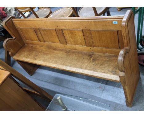 An early 20th century oak panelled back pew, 88cm x 161cm x 40cmLocation:If there is no condition report shown, please reques