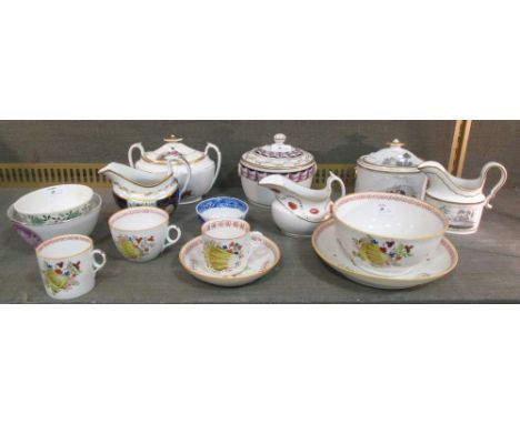 A collection of early 19th century English porcelain tea wares, including Spode, New Hall and others From the collection of t