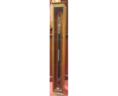 A scientific barometer by Philip Harris & Co Birmingham, no.1996, 20th century, the part black finish tube with silvered dial