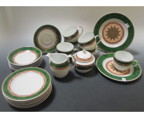 A Royal Worcester 'Mosaic' pattern part tea service for six people  