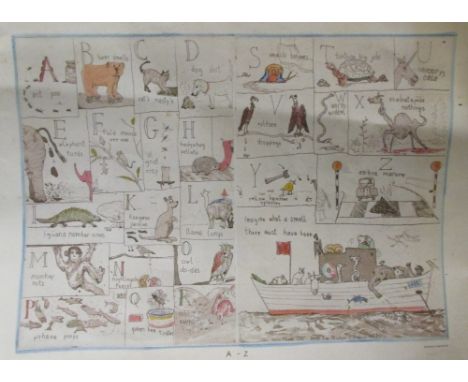 Christopher Orr, RA (Scottish, b.1967) - Alphabet print (unframed), 45 x 60cm  Unframed and the edges are discoloured.