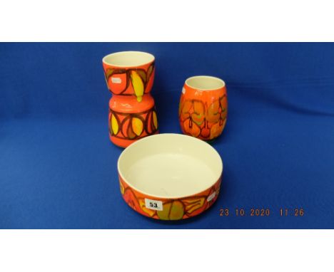 Three pieces of studio Poole pottery