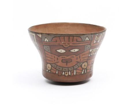 Peru, Nazca, terracotta bowl, 100-400 AD, depicting a flying mythological figure. (with two cracks) diam. 13,5 cm. Provenance