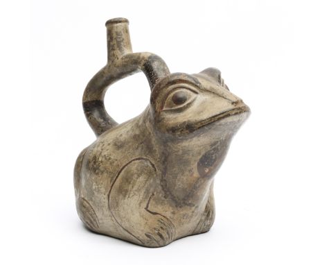 Peru, Moche, terracotta stirrup vessel in form of a toad, 100-700 AD h. 18 cm. Provenance: Galerie Lemaire, March 1981, nr. R