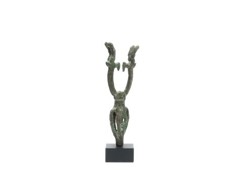 Luristan, bronze final in the shape of two rampant goats, ca. 800-600 BC. h. 15 cm.  Provenance: Sotheby's London, July 5th, 