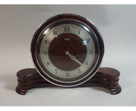 An Art Deco Metamec Mantle Clock with Clockwork Movement, 28cm Wide
