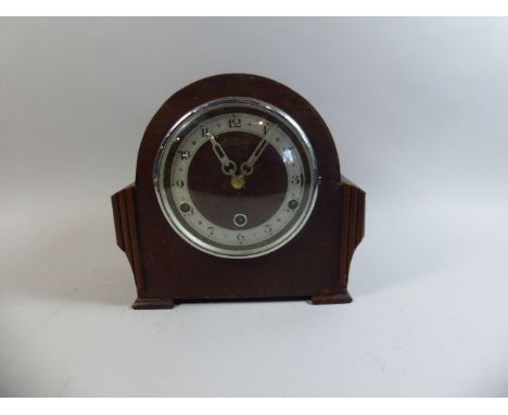 An Oak Westminster Chime Mantle Clock, with Pendulum and Key 