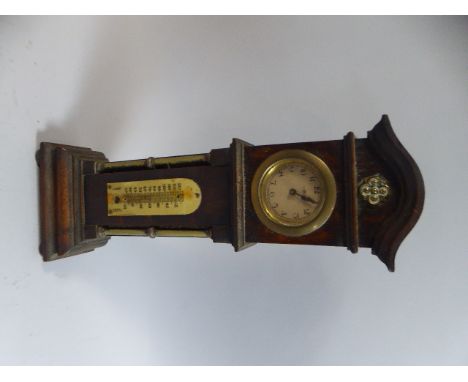 An Edwardian Oak Novelty Mantle Clock in the Form of a Long Case Clock, by XL, 34cm high