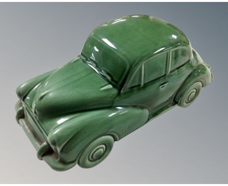 A large ceramic ornament of a Morris Minor 