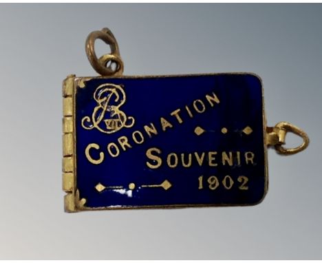 A gold plated and enamel Coronation souvenir 1902
