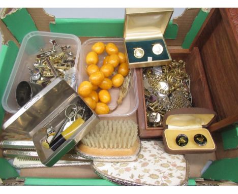 Large collection of costume jewellery including cufflinks, bracelets, necklaces etc., including a string of vintage marbled p