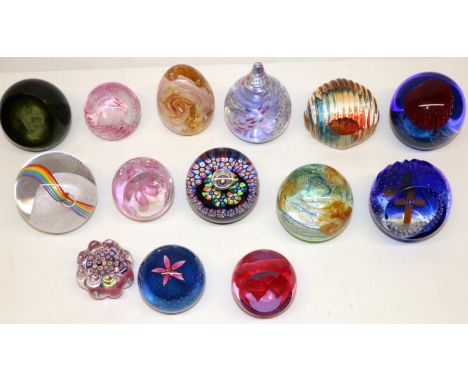 Fourteen Caithness glass paperweights, incl. Millifiore Reflections, Sea Pearls, Whispers, etc. 