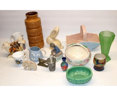 Group of ceramics including Poole and Sylvac, Mabel Leigh designed goblet for Shorter &amp; Son, Tupton Ware vase decorated w