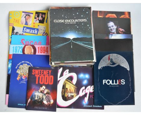 Collection of theatre, film and music production souvenir brochures and programmes to include Cats, Follies, Close Encounters