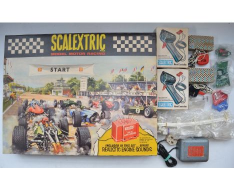 Vintage boxed Lines Bros Minimodels Scalextric set 70, 2 car battery powered electric racing car set and 2 extra boxed Tri-an