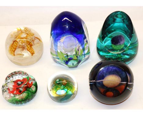 Six Caithness glass paperweights: Under the Arches limited edition 6/520, Nectar Collector limited edition 29/50, Congratulat