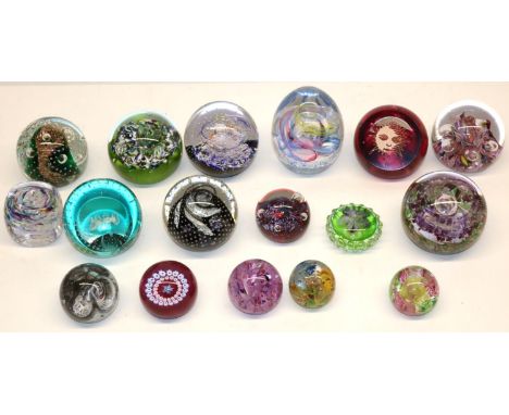 Eight Scottish Borders art glass paperweights and a nine Caithness CIIG 2nd quality paperweights (17) 