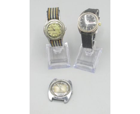 Manual wrist watches - Buren 17 jewels Incabloc with date and baton numerals, Helvetia 17 jewels antimagnetic, Astral jewelle