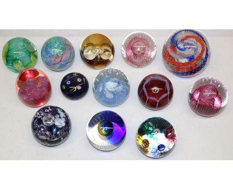 Thirteen Caithness glass paperweights, incl. Millennium Carnival, Aries, Cauldron, Galileo's Thermometer 70 Degrees, etc. 