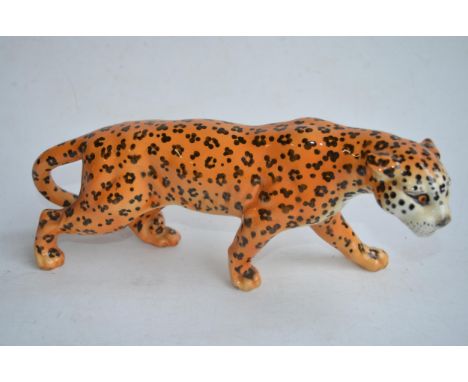 Beswick Leopard 30cm, collection of decorative ceramic thimbles, 2 cast metal wall hanging birds in flight, 2 cigarette holde