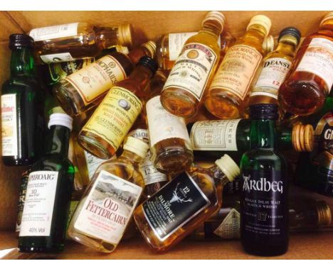 LOT OF 27 SINGLE MALT SCOTCH WHISKY MINIATURES
To include Laphroaig Pre-Royal Warrant, Glenmorangie Sherry Wood Finish, Talis