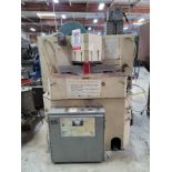 BREVETTI M.A. DOUBLE MITRE SAW, MODEL B84, W/ (2) BLADES AT ADJUSTABLE ANGLE FROM 0-45 DEGREES,