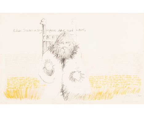 Vin Burnham (Contemporary)/Roy Dotrice as John Aubrey in 'Brief Lives'/signed and dated '69, inscribed and numbered 2/8/litho
