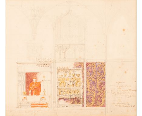 Percy Thomas Maquiod (1852-1925)/Design for Act I Scene 3 of Sir Herbert Tree's production of 'Henry VIII', 1910/acrylic, 30c