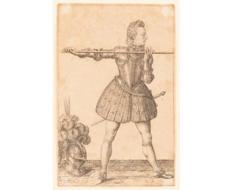By and after William Hole/Henry, Prince of Wales holding a pike, 1612/engraving, 19.5cm x 10.5cm/Note: Hole was the Chief Eng