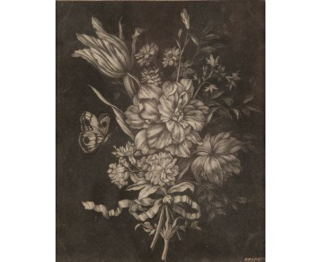 John King (18th Century)/Bouquet of Summer Flowers Tied with a Bow/mezzotint, 16cm x 19cm CONDITION REPORT: Close framed , no