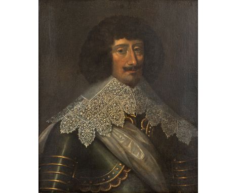 Follower of Daniel Mytens (Dutch 1590-1648)/Portrait of a Gentleman/bust length, wearing armour and a lace ruff/oil on canvas