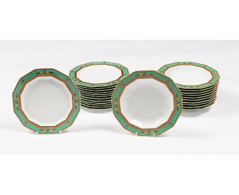 Twelve Rosenthal Versace Le Voyage de Marco Polo side plates of dodecagon shape with peacocks and stylised decoration to the 