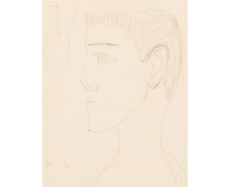 Mikhail Larionov (Russian 1881-1964)/Portrait study of Anton Dolin/head and shoulders in profile/with inset of Serge Diaghile