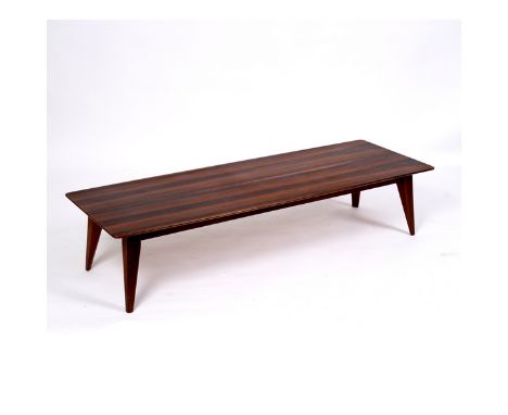 Vanson, British 1960s/A low teak coffee table of retro vintage design with square taper legs, labels under for Vanson and Bro