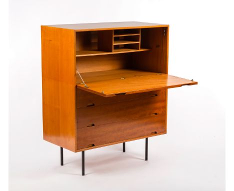 Robin Day (1923-2003)/A 'Hilleplan' bureau, designed 1952 for Hille, cherry veneered on metal feet, 92cm wide, 114cm high CON
