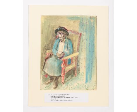 Leslie Duxbury (1921-2001)/Old Lady Sitting on a Chair/Elderly Man with Cap/Woman with Shopping Bags/three unframed sketches 