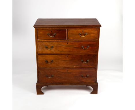 A Georgian mahogany chest of three long and two short drawers on bracket feet, 95cm wide Provenance: Property of Sir Roy Stro