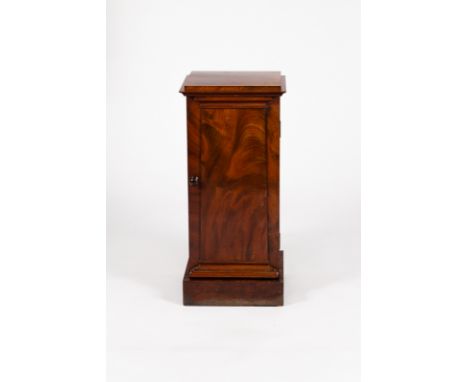 A late Victorian mahogany pedestal cupboard with stepped top and base, 39cm wide CONDITION REPORT: The top with water marks a