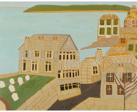 Bryan Pearce (1929-2006)/Chy-an-Eglos from the Artist's Window, St Ives (1963)/signed/oil on board, 59.5cm x 74.5cm/Exhibited