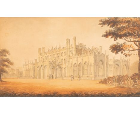 Circle of Daniel Havell (British 1785-1826)/The South-West View of Eaton Hall Cheshire, the seat of Earl Grosvenor/pen and in