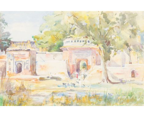 Mortimer Luddington Menpes (British 1855-1938)/Sketch of the Old Temple Etawali, India/signed/watercolour, 19cm x 28cm CONDIT