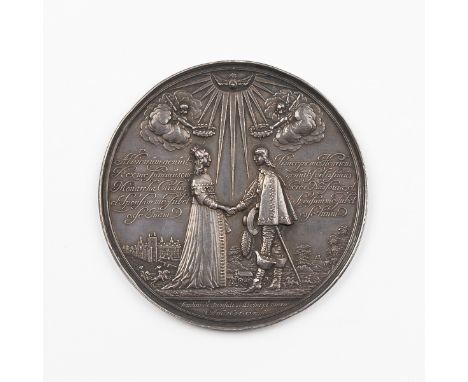 A silver commemorative medal for the marriage of Mary, Princess Royal (1631-1660) to Prince William II of Orange (1626-1650),