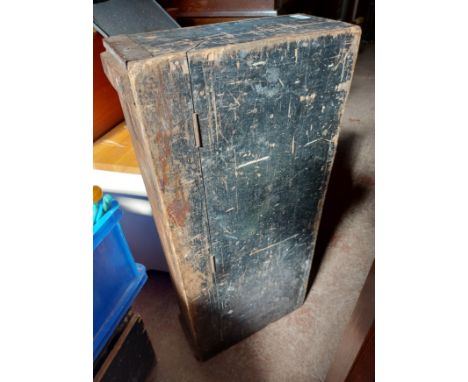 An empty wooden toolbox