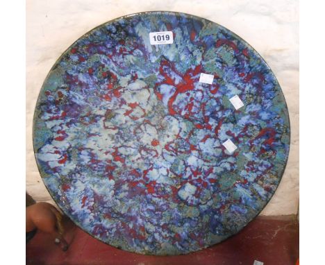 A large Dartington Studio Pottery dish with abstract 'Splash' glaze decoration, from a design by Janice Tchalenko