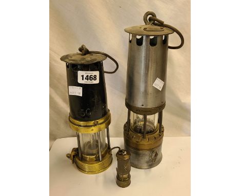A vintage Patterson Type A3 miner's lamp - sold with an Arras similar and a miniature example